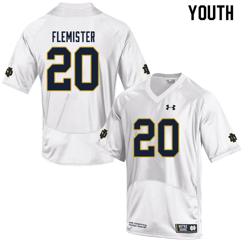 Youth NCAA Notre Dame Fighting Irish #20 C'Borius Flemister Stitched College Under Armour Authentic White Football Jersey HL10J48DL